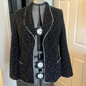 women's max studio tweed jacket black & white